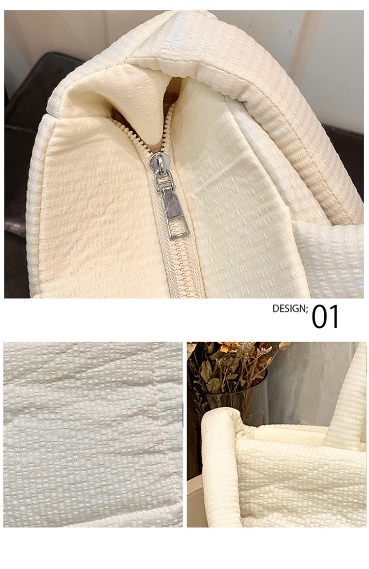 High quality texture tote bag nylon cotton bag large capacity shoulder messenger bag soft plaid handbag down bag_voghion.com