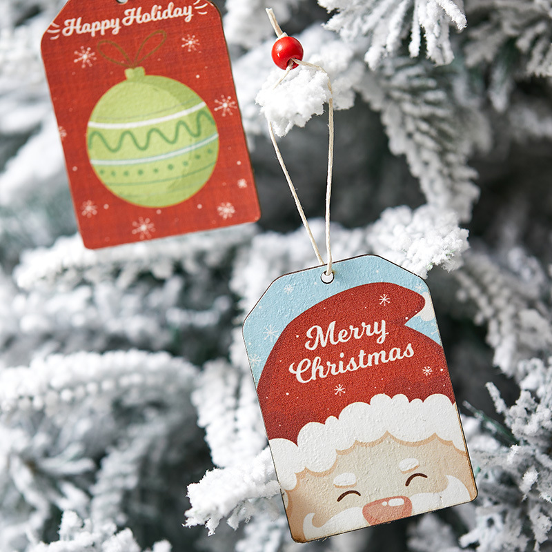 Madera de madera viejos colgantes de Navidad decoraciones de Navidad colgantes de bola de impresión colgantes de árbol de Navidad