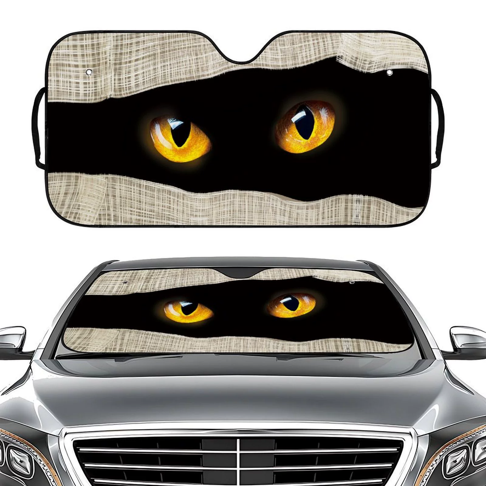 Автомобильные предметы интерьера Автомобильные солнцезащитные козырьки Универсальные цифровые принты желтые глаза