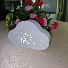 跨境外贸木头闹钟LED学生闹钟充电数显电子闹钟时尚木头钟表装饰