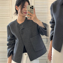 小香双面羊绒大衣女短款小个子韩版宽松羊毛呢外套2025春秋新款