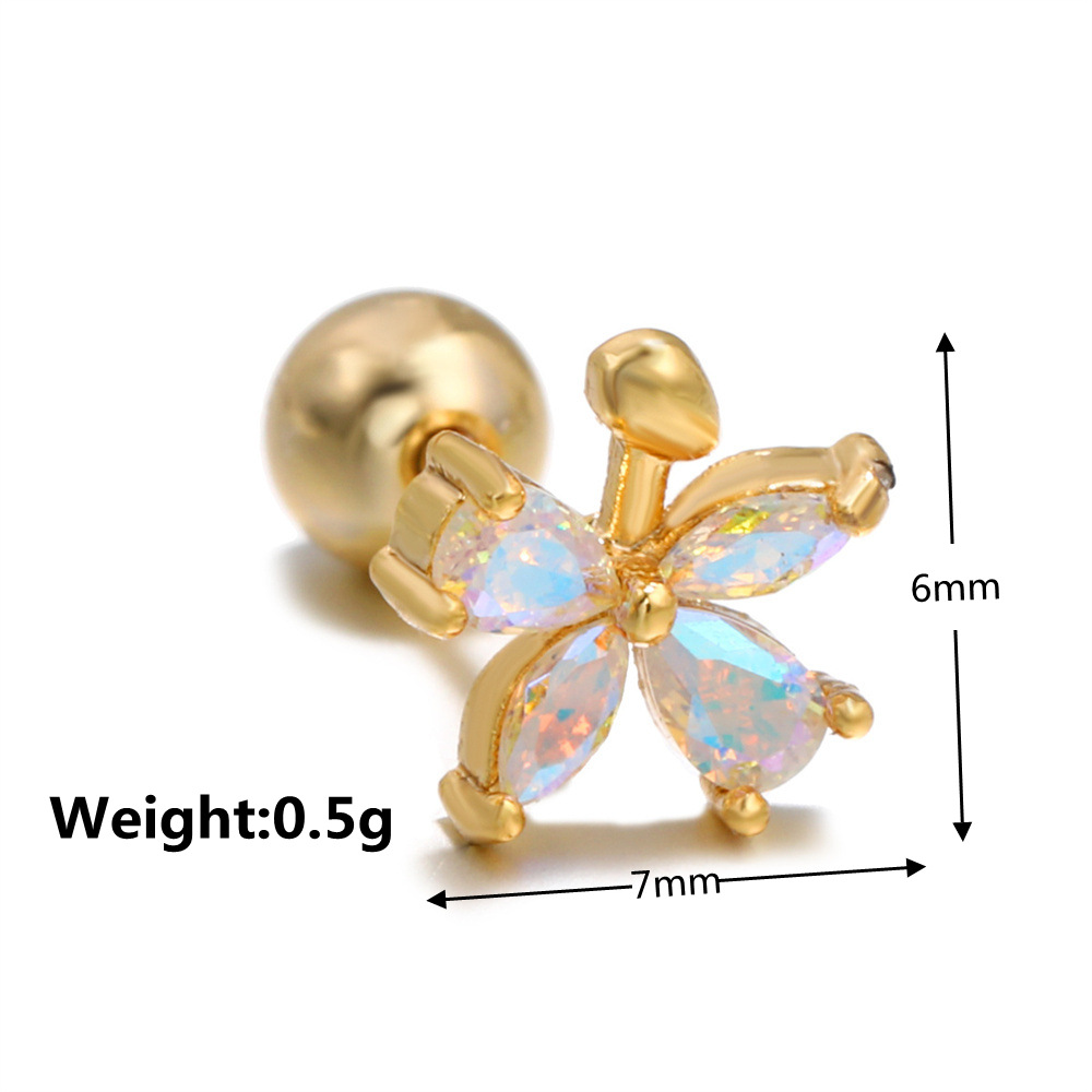 Geometry Series Flower Crown Ear Bone Stud Five-pointed Star Earrings display picture 8