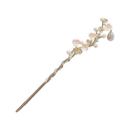 High-end elegance, delicate pearl flower hairpin, temperament updo, Chinese-style hairpin, ancient style, Chinese qipao hairpin, hair accessory for women.