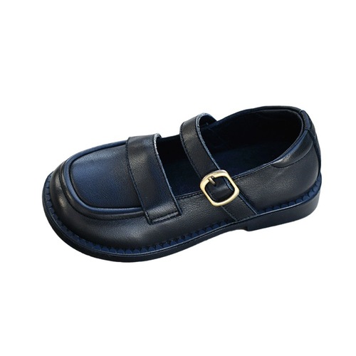 Girls' genuine black leather shoes campus performance shoes  new spring and autumn single shoes baby British soft-soled shoes