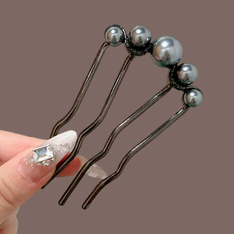 Wave diamond perlas en forma de U pinzas de cabello para mujeres 2024 nuevo pein de cabello de alta gama pein de cabello temperamento pinzas de cabello