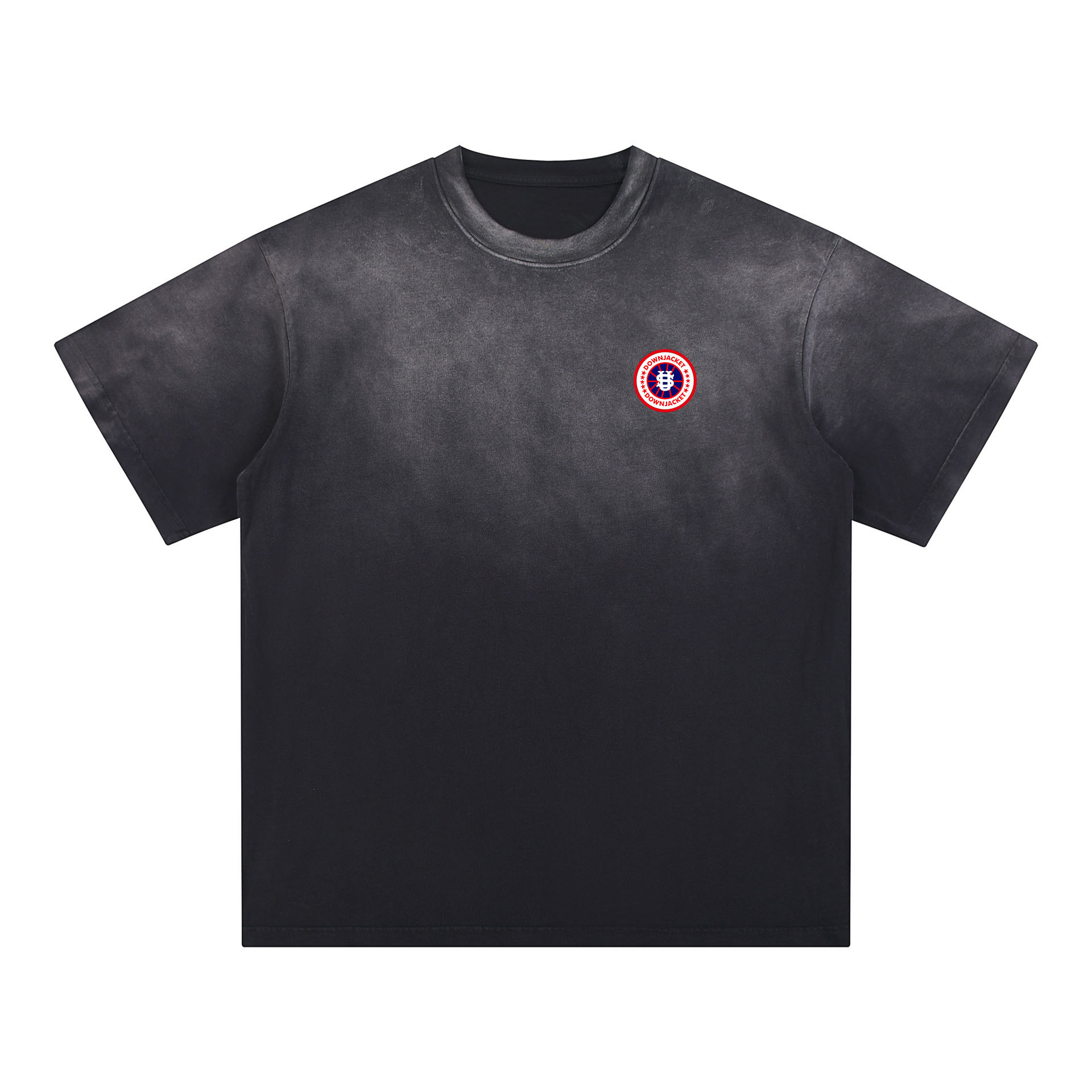 T-shirt homme NNV en pur coton épais 250 g, col rond, manches courtes, coupe ample, imprimé carte des États-Unis avec effet dégradé._voghion.com