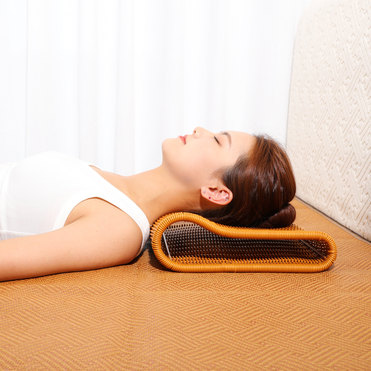 Almohada de ratán hueca, colchoneta de verano, almohada de bambú especial para días de verano, anti-sudor, lavable, almohada cervical transpirable hueca