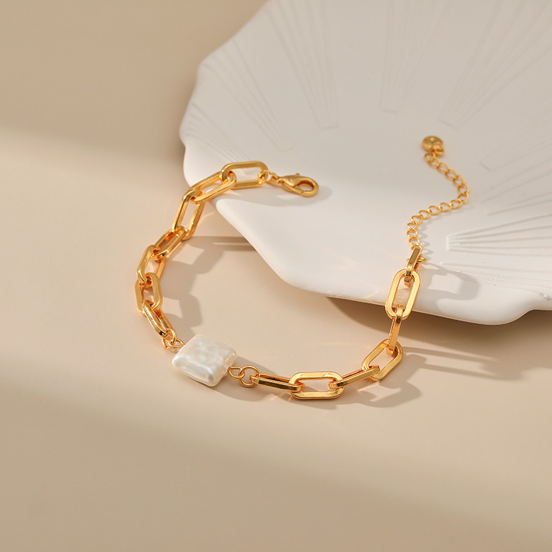 Fashion Square Copper Pearl Plating Bracelets 1 Piece