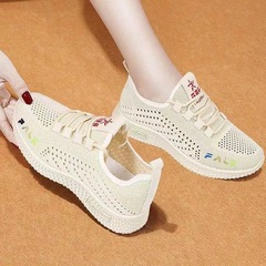 Direct Manufacturer Sales True Flyknit Women's Net Shoes Summer Breathable Mesh Flyknit Women's Single Shoes Lightweight Laced Sports Shoes