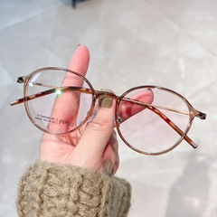 安科純鈦眼鏡女可配有度數ins風素顏顯瘦冷茶色超輕眼鏡框架M8092