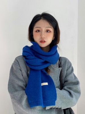 Solid Korean Edition ins keep warm scarf Autumn and winter Klein blue Trend knitting lovers Collar Schoolboy