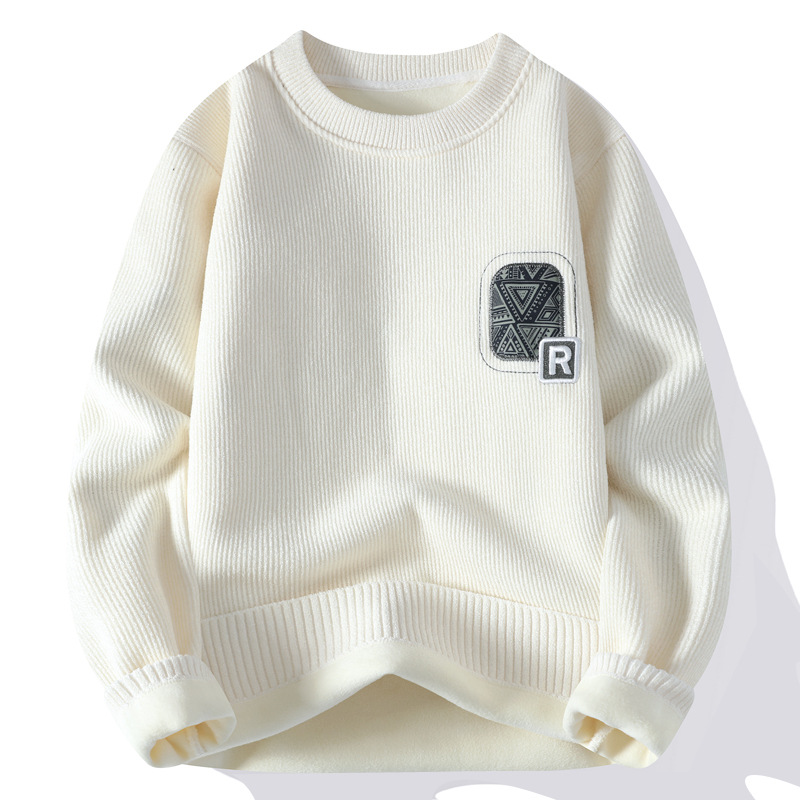 Una camiseta de terciopelo de cuello redondo para hombres otoño y invierno con camiseta de terciopelo de oro para hombres.