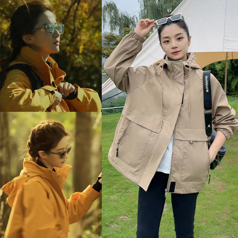 Chaqueta de carga de una sola planta - caqui femenino