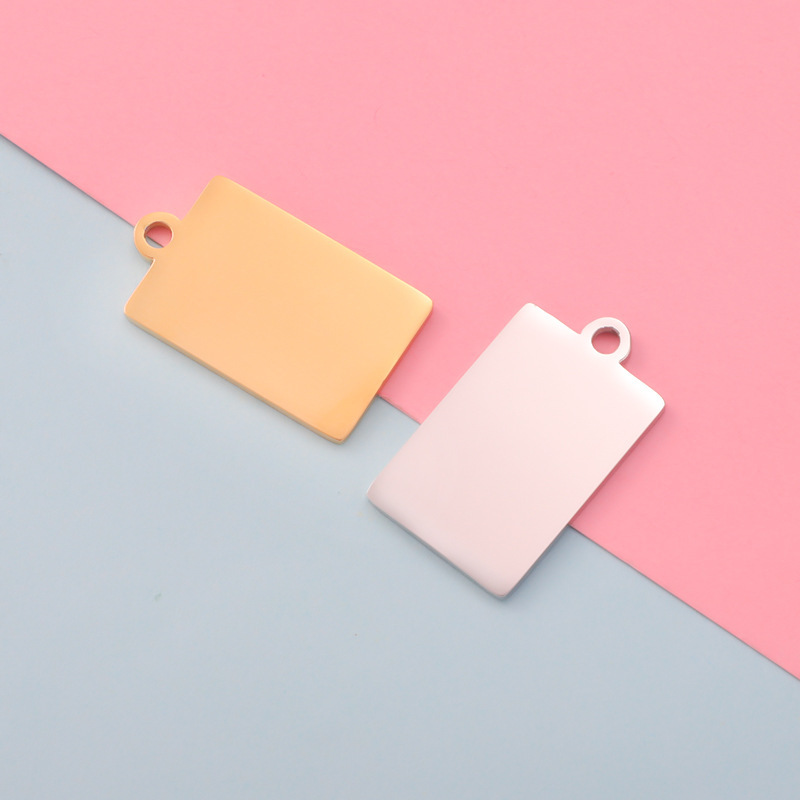 Pendant Classification 1 Piece 304 Stainless Steel Ion Plating (IP) 18K Gold Real Gold Plated Customization Laser Engraving Rectangle Pendant Pendant