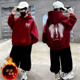 【8151】男童加绒连帽卫衣套装中大童秋冬款宽松保暖运动加绒裤子
