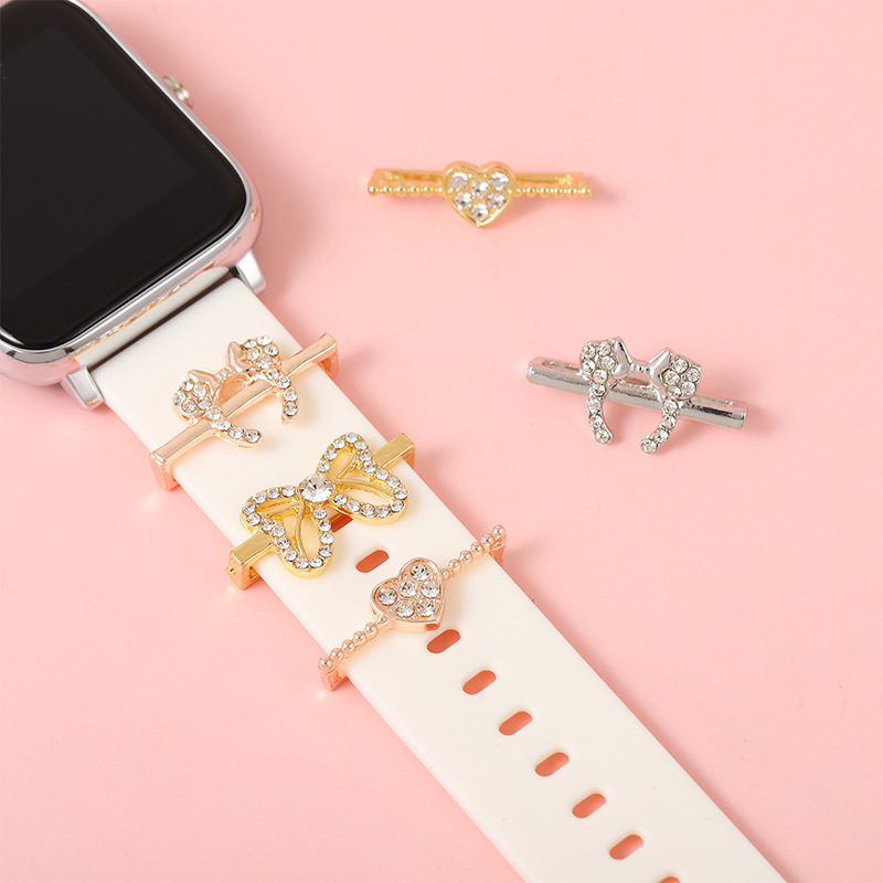 Hebilla decorativa en forma de lazo para correa de Apple Watch, accesorio de silicona elegante y moderno
