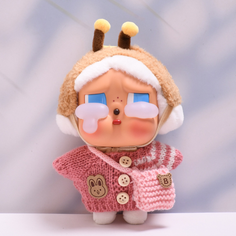 仅娃衣】哭娃眼泪工厂搪胶脸毛绒盲盒玩偶CRYBABY纽扣毛衣娃衣服|undefined