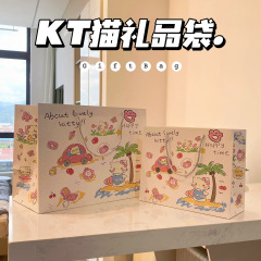 休暇KT落書きギフトバッグins風かわいい友達にプレゼント包装袋は靴箱の大きいサイズを入れることができます。