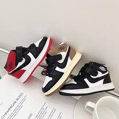 Xia Meng 2022 Autumn/Winter New Children Fashion Color-blocked High-top Skate Shoes for Boys and Girls Trendy Sports Shoes