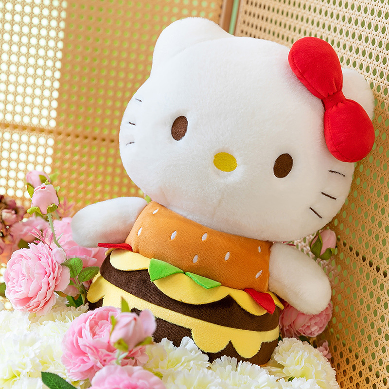 New hamburger KT cat doll cute kitten plush toy girls birthday gift factory wholesale KT cat doll
