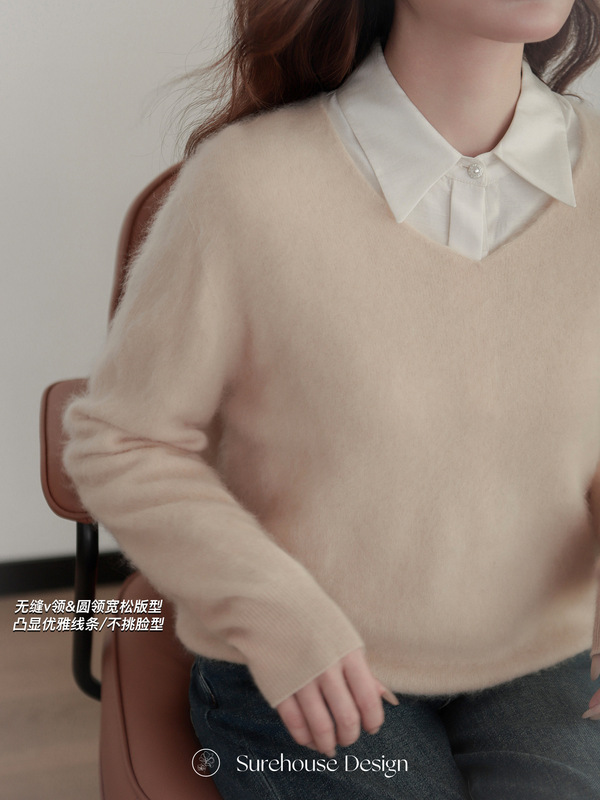 柳絮SureHouse 微米级拉绒~双股羊绒&羊毛[绒羽舒派]毛衣女秋冬|undefined