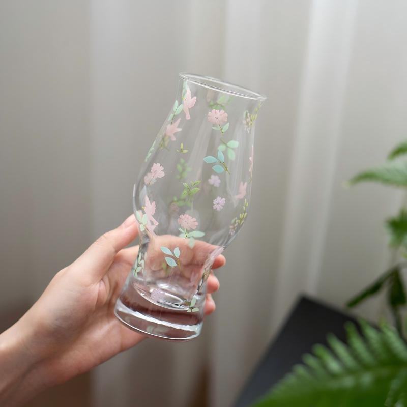 Trendy Cartoon Floral Beer Mug Juice Cup Summer Cold Drink Cup Home Coffee Shop Couple Gift
