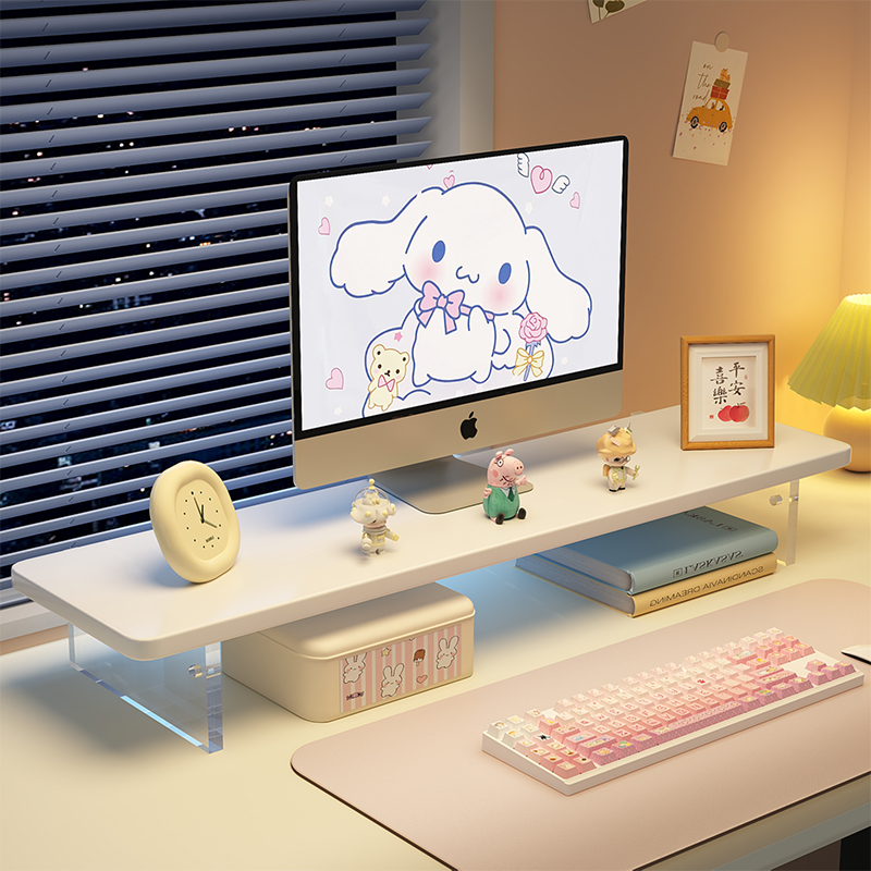 Desktop Computer Monitor Solid Wood Elevated Rack Acrylic Home Book Desktop Storage Rack Notebook Stand