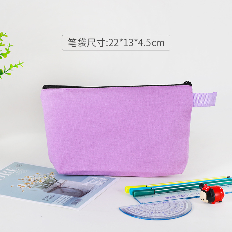 キャンバスペンバッグカスタムロゴ女性クロスボーダーアマゾンジッパー旅行化粧品バッグ肥厚文具収納袋卸売|undefined
