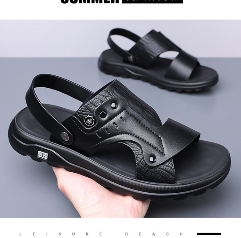 Dép sandal nam quai ngang hở ngón đế dày thời trang, dép đi biển đa năng chống trượt cỡ lớn — C6889 Màu nâu, C6889 màu đen chi tiết 21