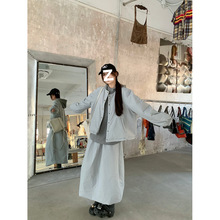 夹棉加厚长袖棉服外套卫衣女2024冬季新款半身长裙韩系时尚套装潮