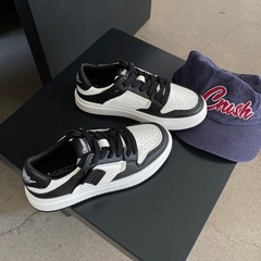 2023新款韓版小眾超火厚底真皮小白鞋女chic百搭學生拼色板鞋