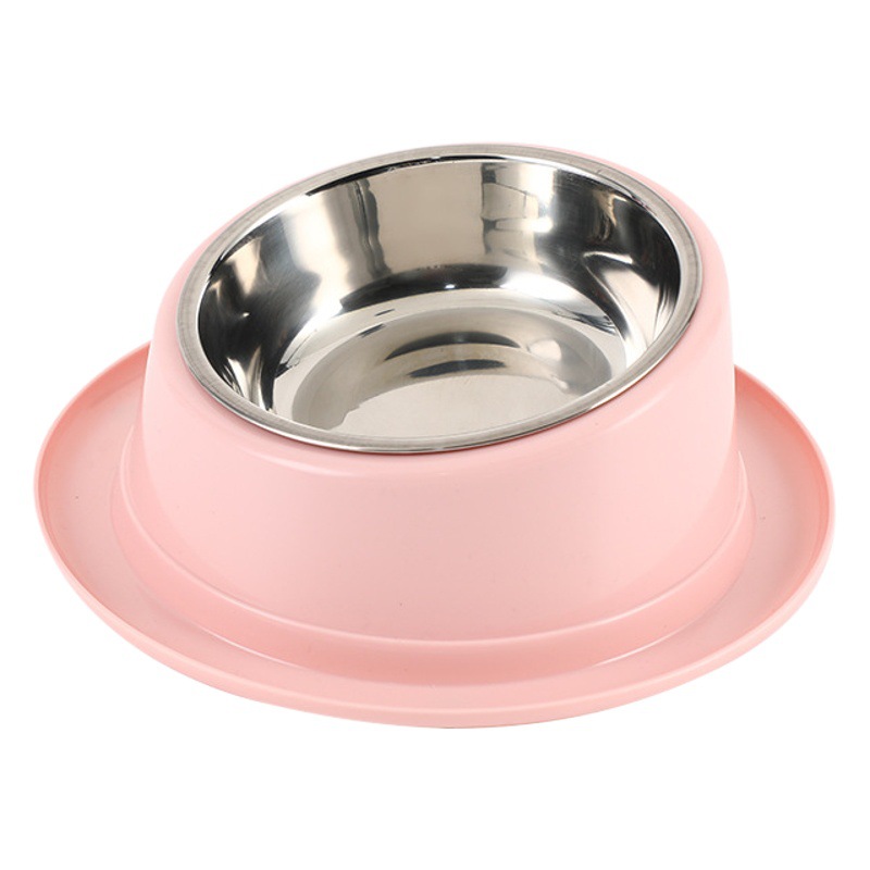 Nuevo simple color sólido 15 grados inclinado Acero inoxidable PET Bowl protectora vértebra cervical gato vajilla suministros para mascotas