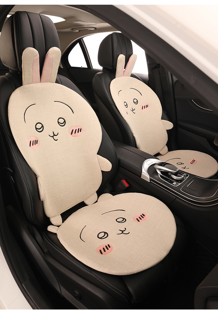 Car seat cushion made of linen, Usagi, Chiikawa, Hachiware, suitable for all seasons, cute cartoon design for girls