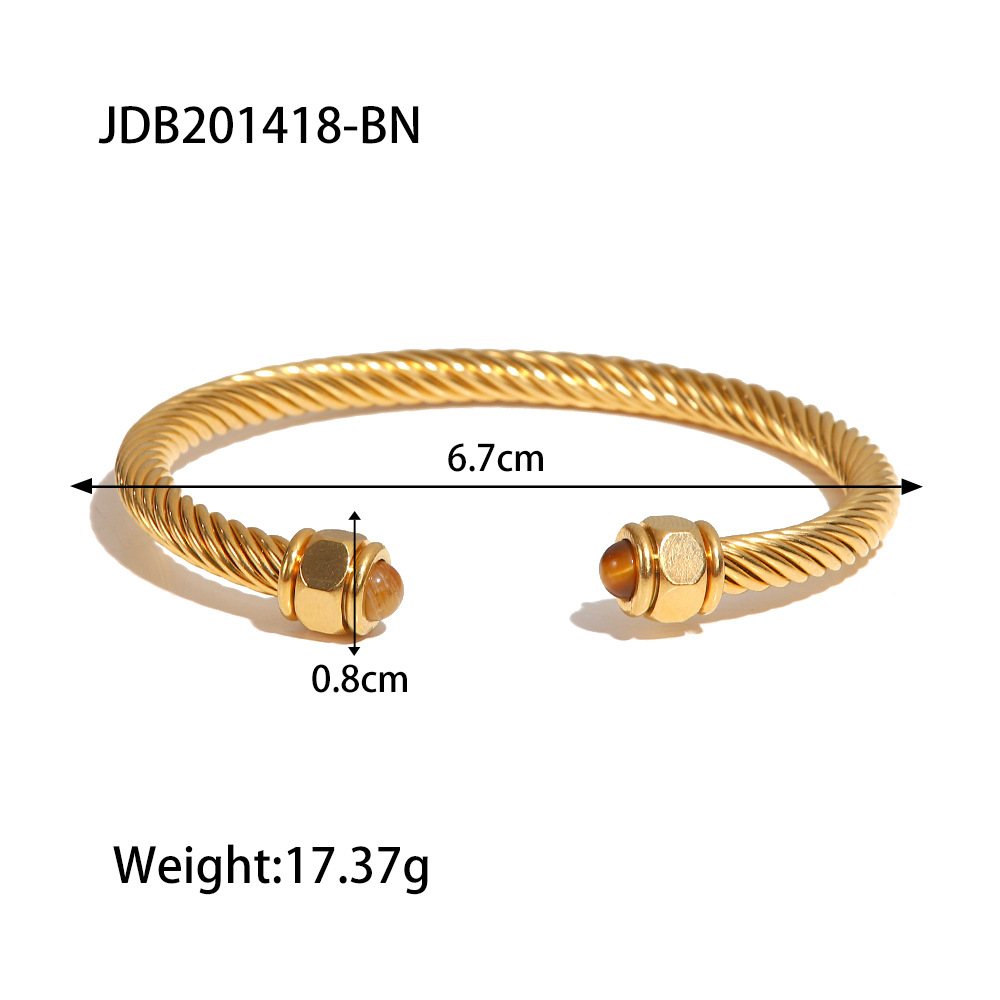 Wanxing Joyería de moda europea y americana Pulsera de anillo de diamante de acero inoxidable Pulsera de ojo de tigre Pulsera de lujo ligero y de alta calidad