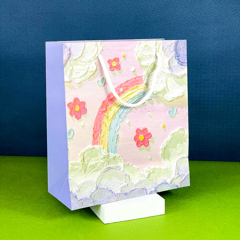 Bolsa de regalo de estilo de pintura al óleo, bolsa de regalo de temporada de graduación, bolsa de regalo de alta calidad, bolsa de papel, bolsa de embalaje de regalo