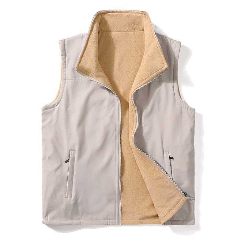Chaleco de otoño e invierno de doble cara chaleco de lana caliente al aire libre de los hombres Chaleco de lana polar chaleco forrado de lana chaqueta sin mangas