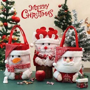 New Christmas gift bag candy bag Christmas decoration imitation linen Santa Claus apple bag gift bag wholesale