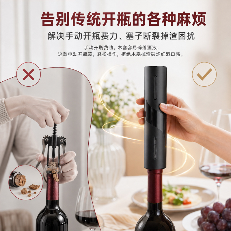 Sacacorchos eléctrico recargable automático para vino, set elegante con accesorios - venta transfronteriza