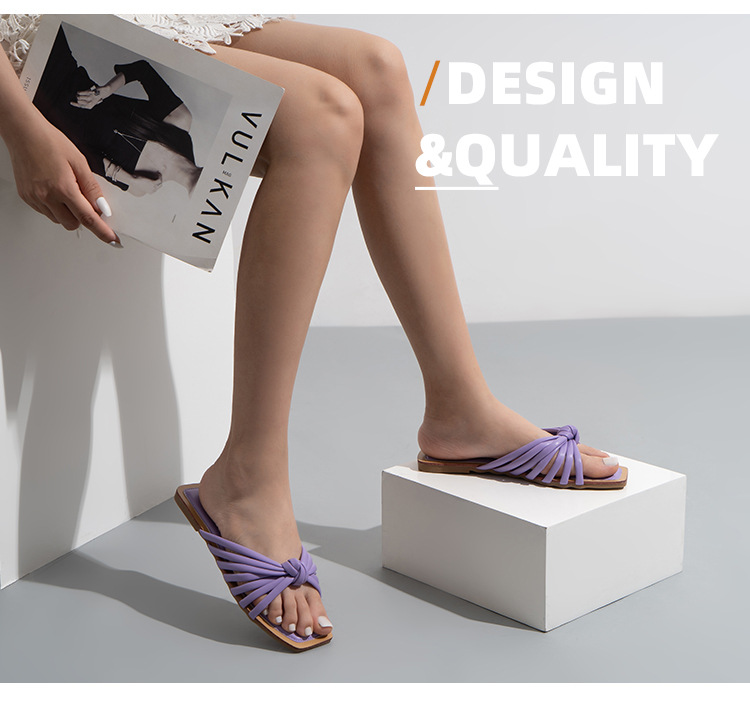 Tek Kelime Örgülü Düz Sandalet Ve Terlik Yaz Modası Hollow Beach Terlik_voghion.com