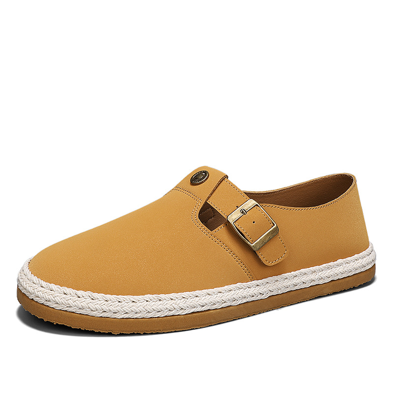 Zapatos de lona para hombre verano casual viejos zapatos de tela de lino de Beijing zapatos de moda de pescador perezoso de un pie para hombre 2025 nuevo