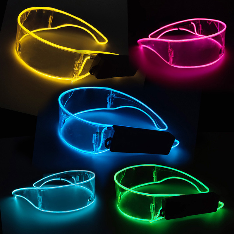 EL gafas luminosas de tecnología LED equipo de bungee gafas de luz nocturna de arco semicircular sílaba eléctrica atmósfera props de fiesta