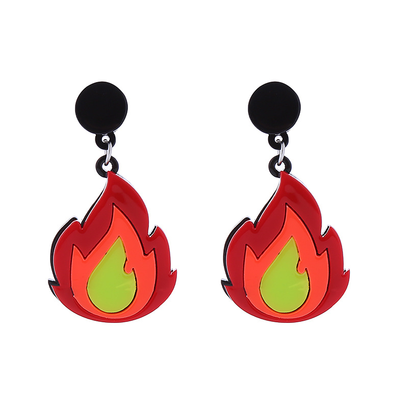 Women's Gender 1 Pair Hip-Hop Retro Flame Heart Shape Stoving Varnish Arylic Earrings