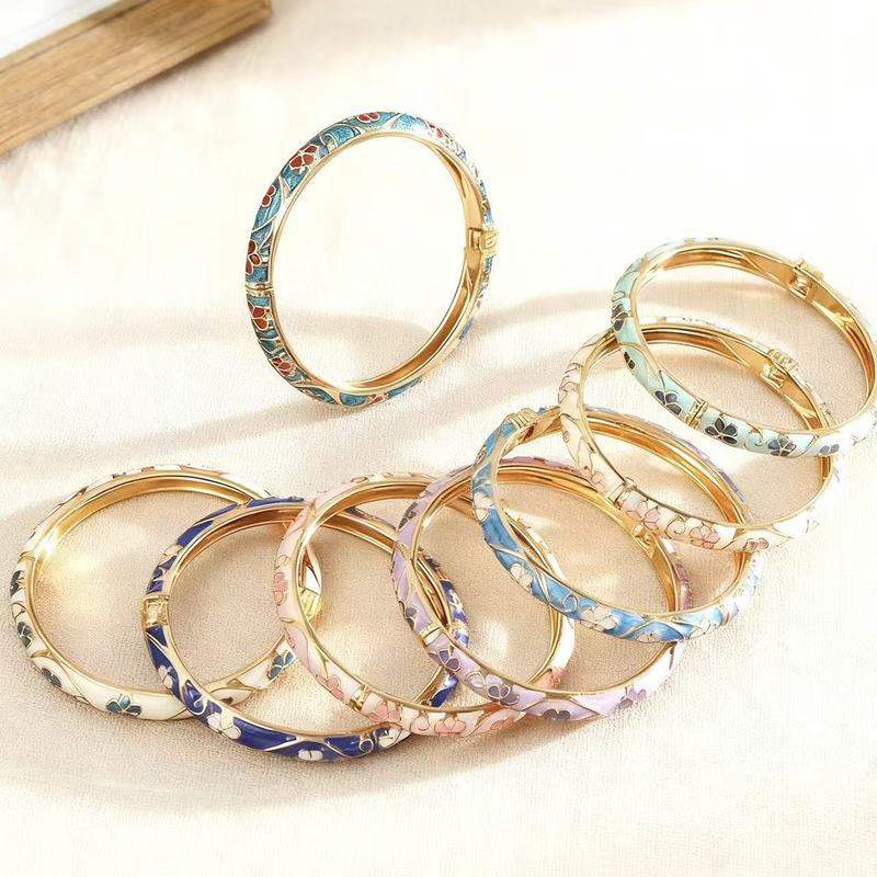 Chinese-Style Retro Bracelet with Enamel Painting, Simple Style Jewelry Wholesale, Oil-Drip Alloy Jewelry, Cross-Border Popular Bracelet