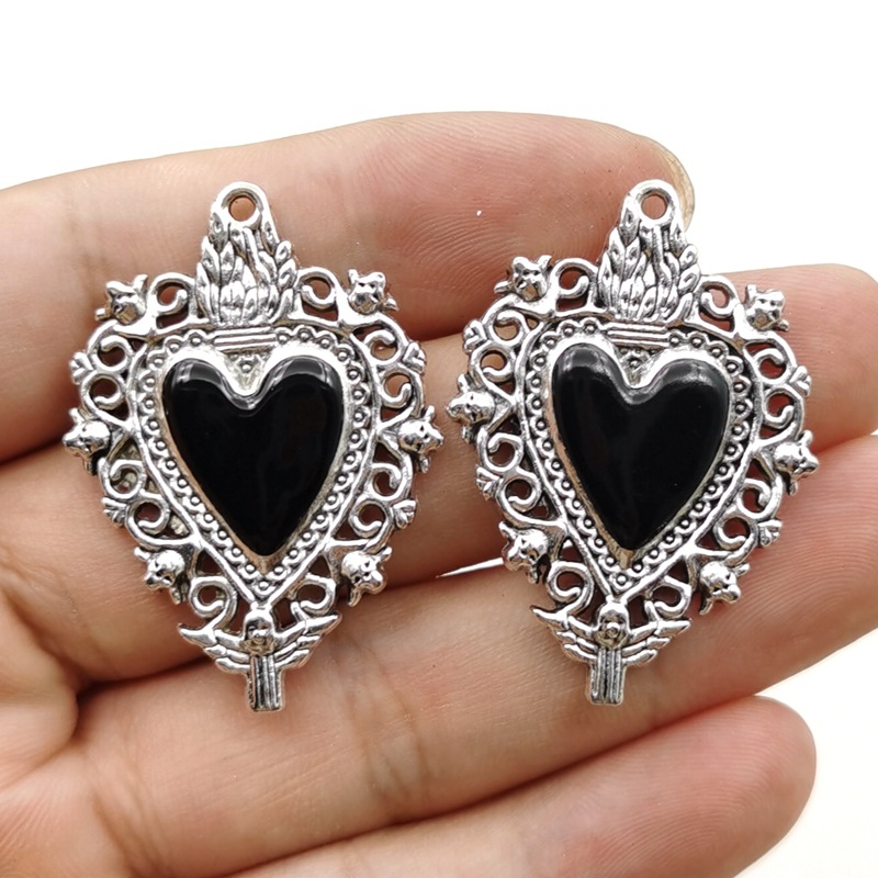 Diameter 4mm Jewelry Making Size 10 Pieces Diameter 4mm Zinc Alloy Heart Shape Pendant