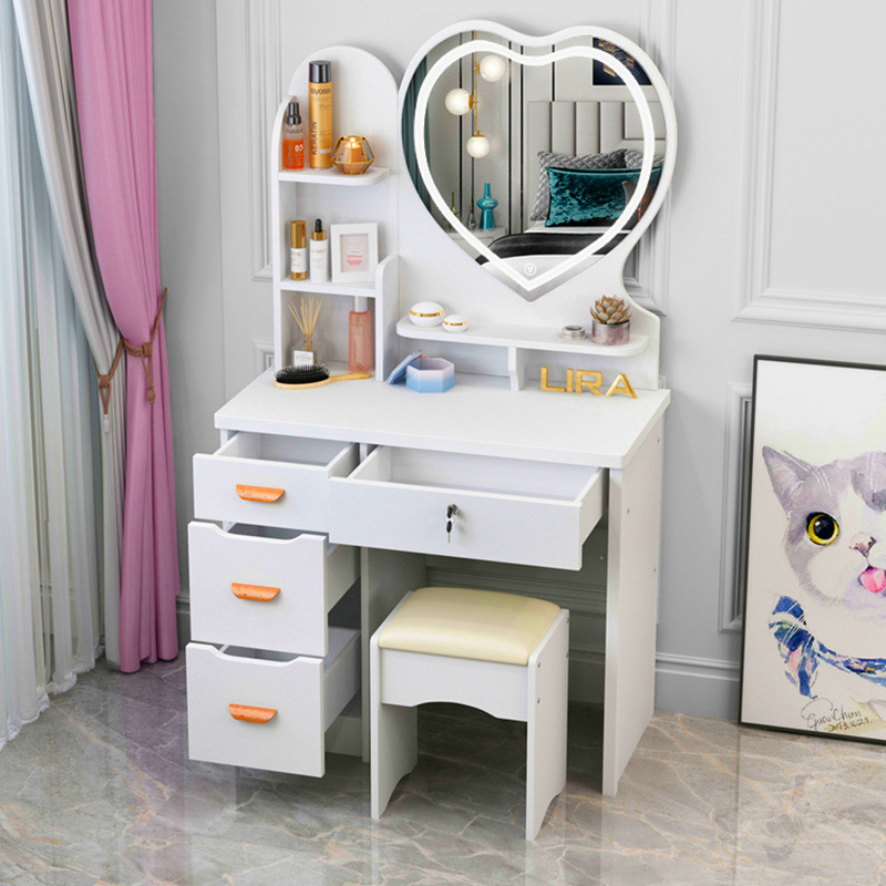 Tocador de celebridades de Internet Dormitorio Mini apartamento pequeño Gabinete de maquillaje económico Tocador de princesa Mesa de maquillaje simple y moderna