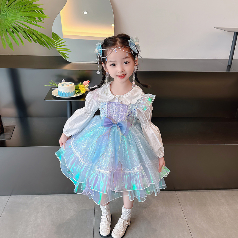 Mermaid Princess Skirt Girl Autumn Mermaid Ji Small and Medium-sized Children's dress Little Girl's Tutu Dress