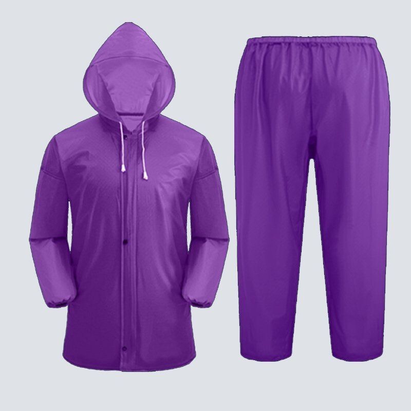 P66D Short Raincoat Small Size Sea Glue Raincoat Rain Pants Split Set Beef Tendon Raincoat for Men and Women Riding Rain