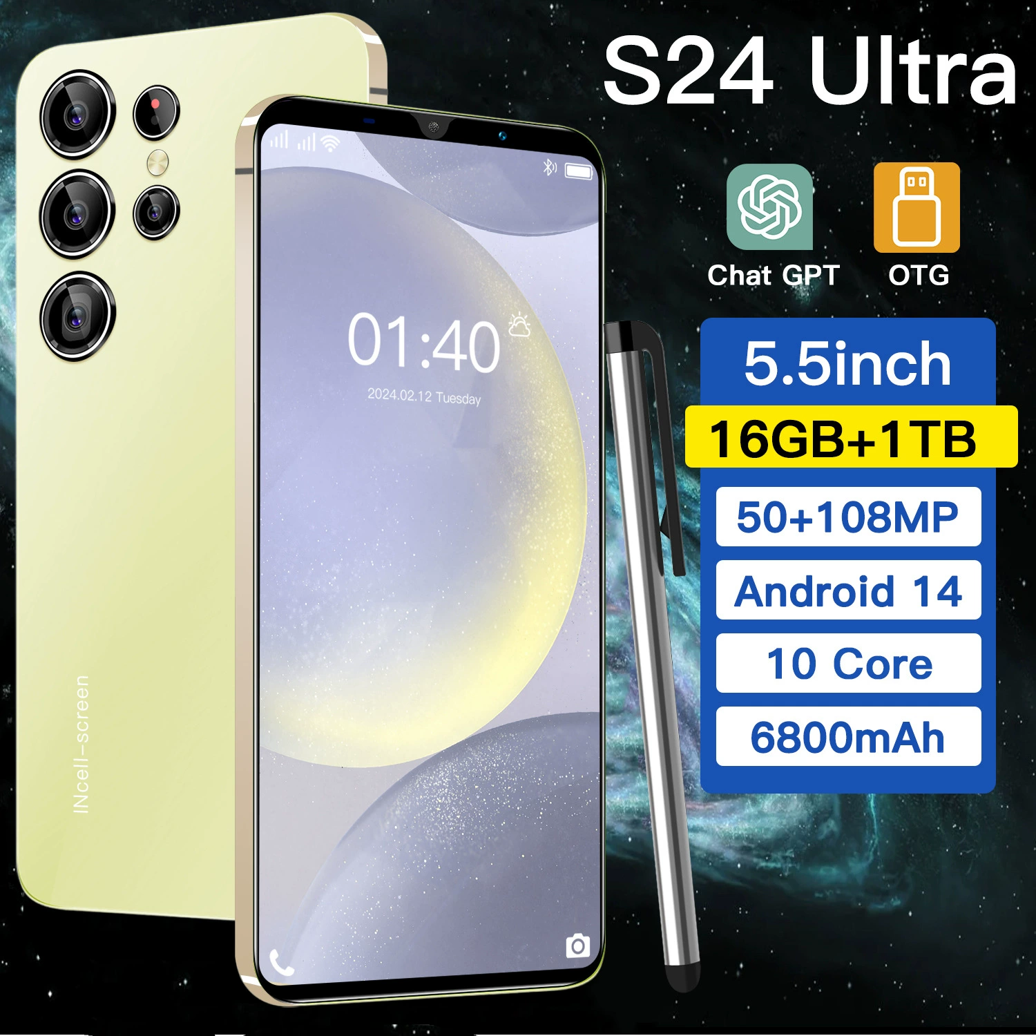 (Кросс-бордер торговля), S24, мобильный телефон, смартфон, S24 Ultra, 5,5 дюйма, Android