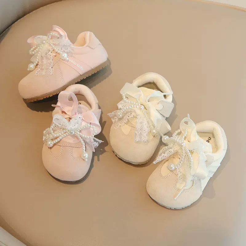 女宝宝学步鞋2025秋季甜美婴儿运动鞋1-2--3岁小童软底防滑德训鞋