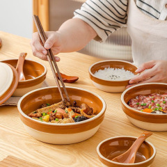 レトロ蒸し器陶磁器紫砂蒸し器土陶碗蒸し器古いボタン肉蒸し卵土碗農家蓋付き中国式